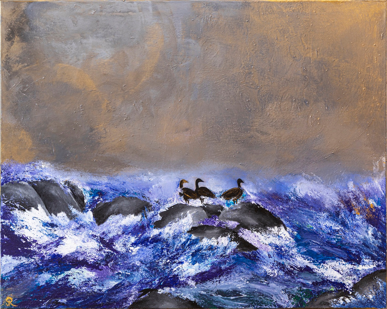 Les Oies Ancrées dans la Tempête | Wildlife Conservation Art by Josie Ryan