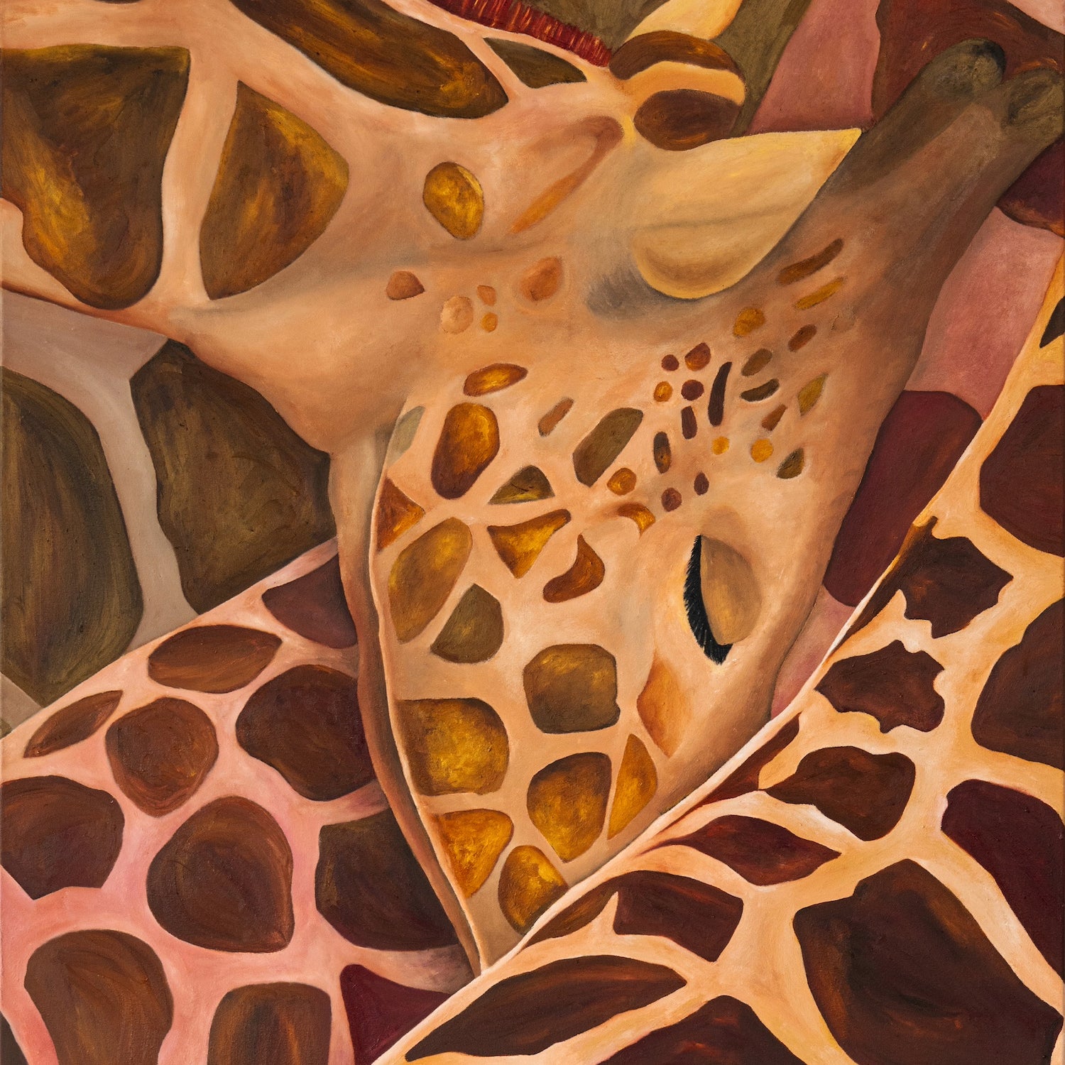 Close-up of giraffe painting by Josie Ryan | African Wildlife Art and Conservation-Inspired Painting