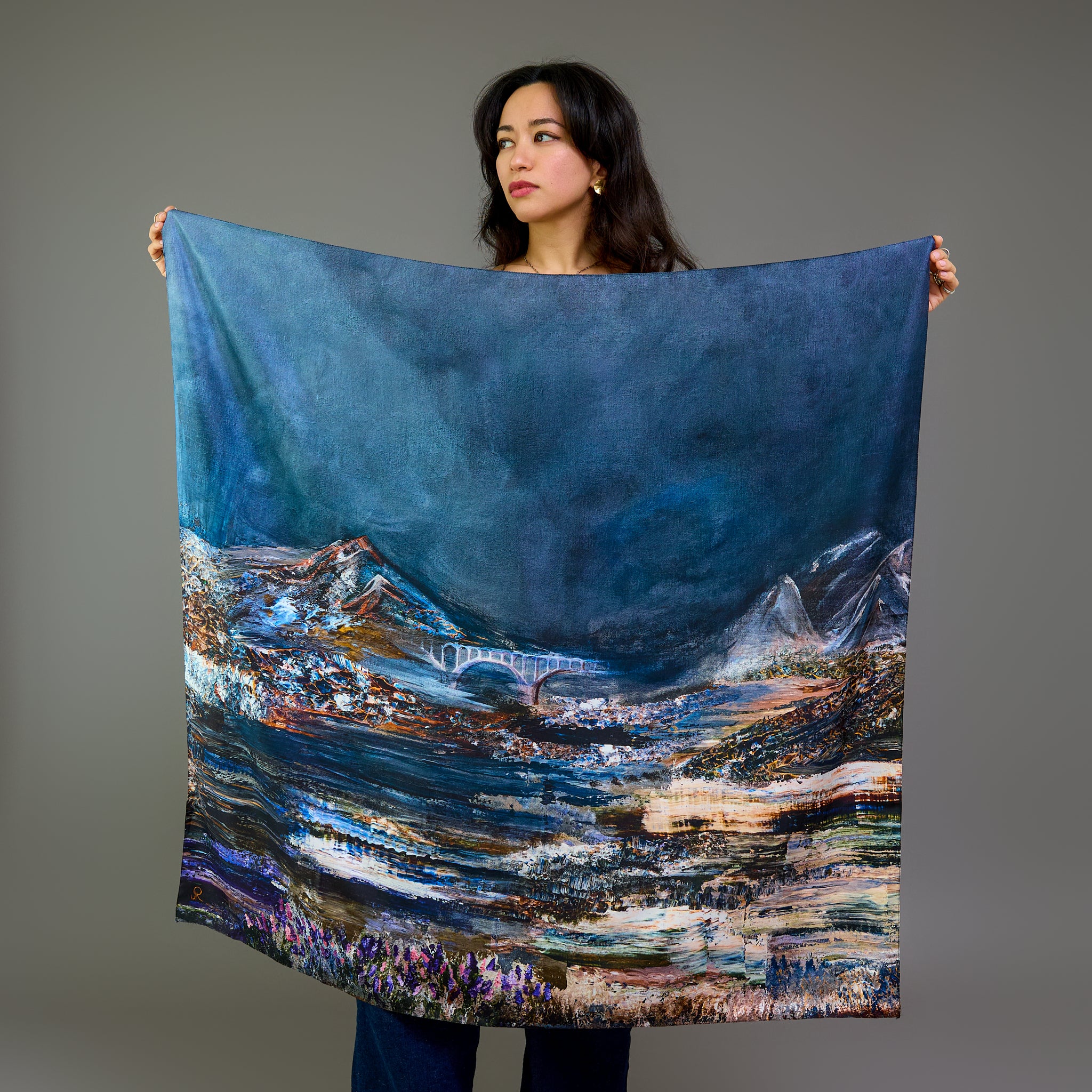 The Bridge – Art - Silk Twill Scarf | Wildlife Conservation Art by Josie Ryan