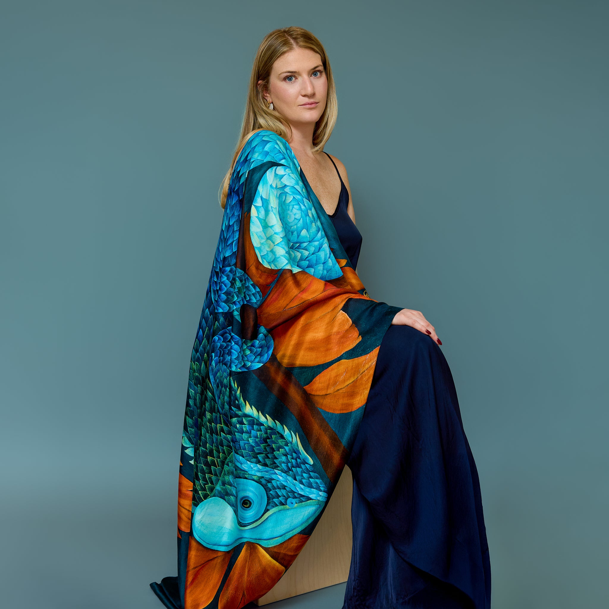 Chameleon - Silk Oblong | Wildlife Conservation Art by Josie Ryan