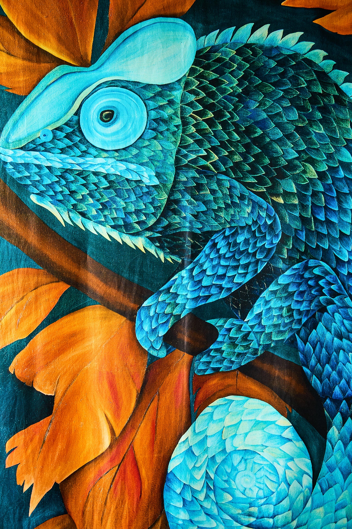 Chameleon - Silk Oblong | Wildlife Conservation Art by Josie Ryan