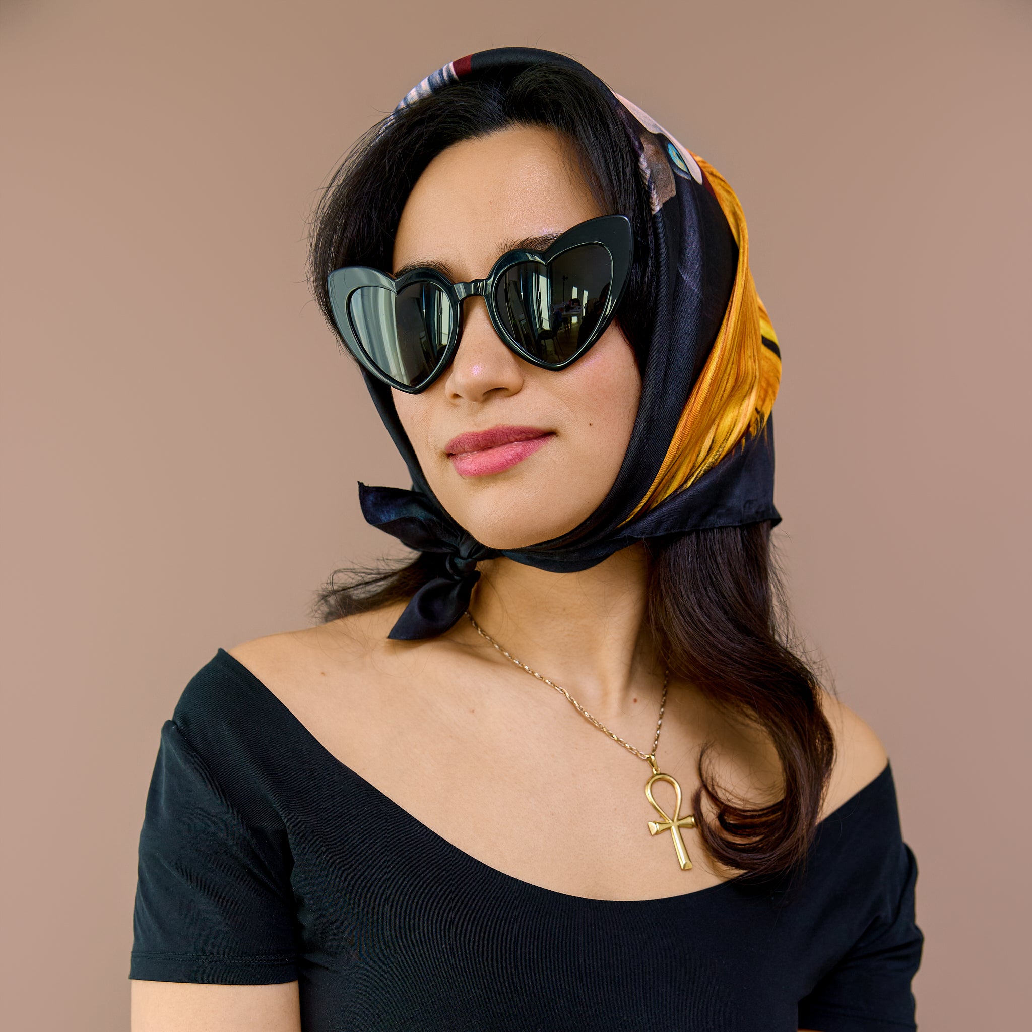 Bird - Golden Crane - Silk Twill Scarf | Wildlife Conservation Art by Josie Ryan