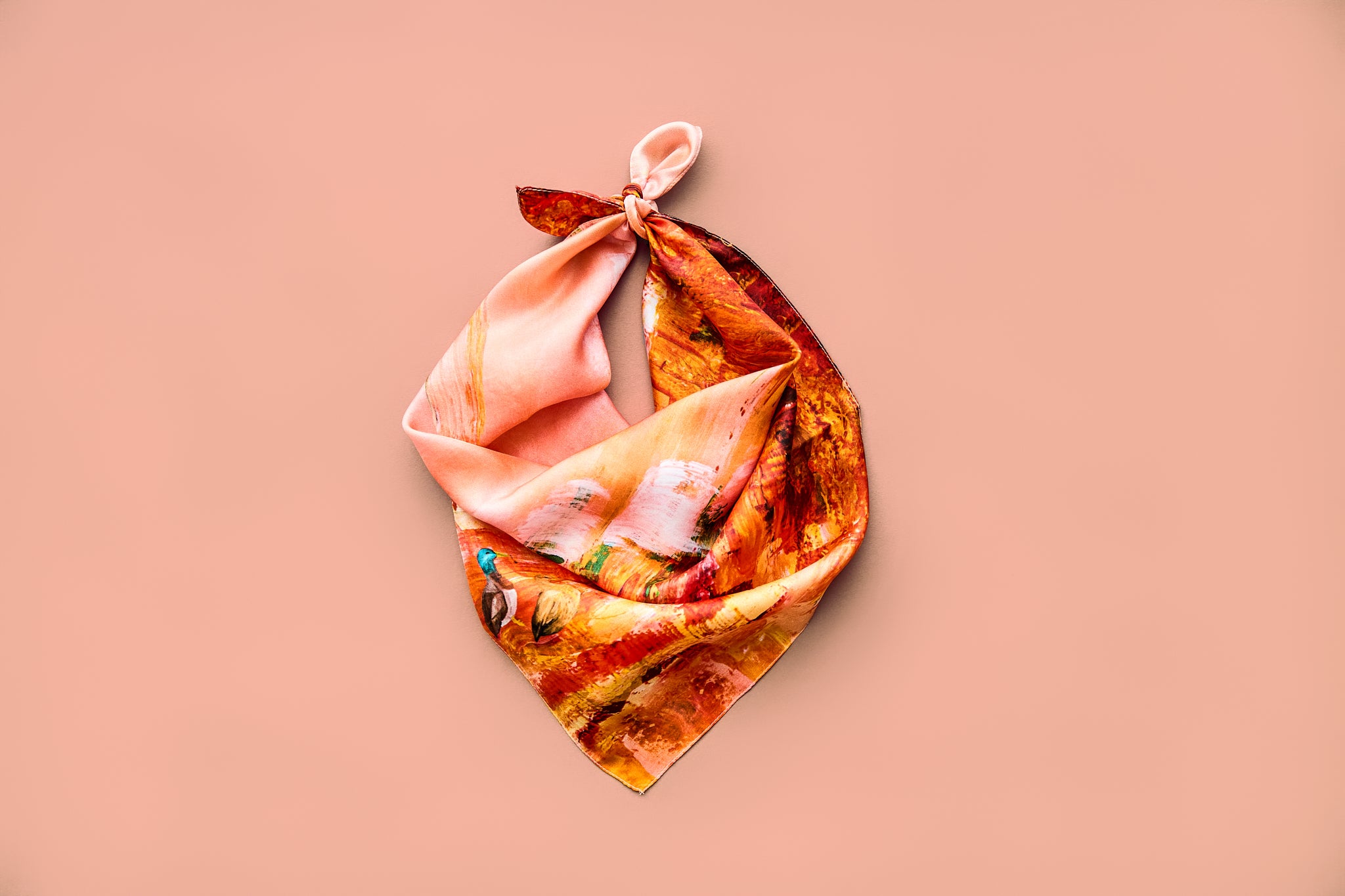 Abstract - Crimson Currents - Silk Twill Scarf | Wildlife Conservation Art by Josie Ryan