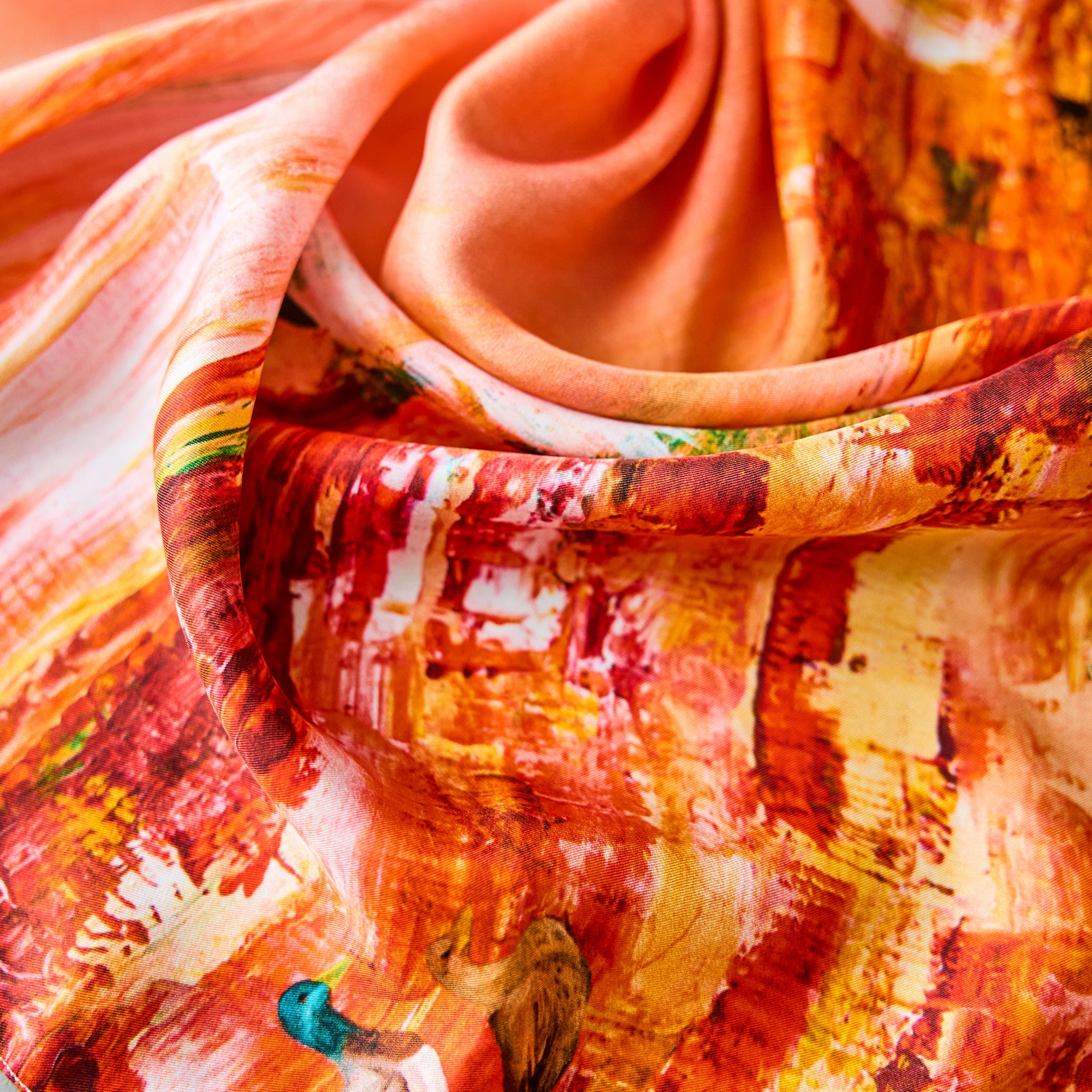 Abstract - Crimson Currents - Silk Twill Scarf | Wildlife Conservation Art by Josie Ryan