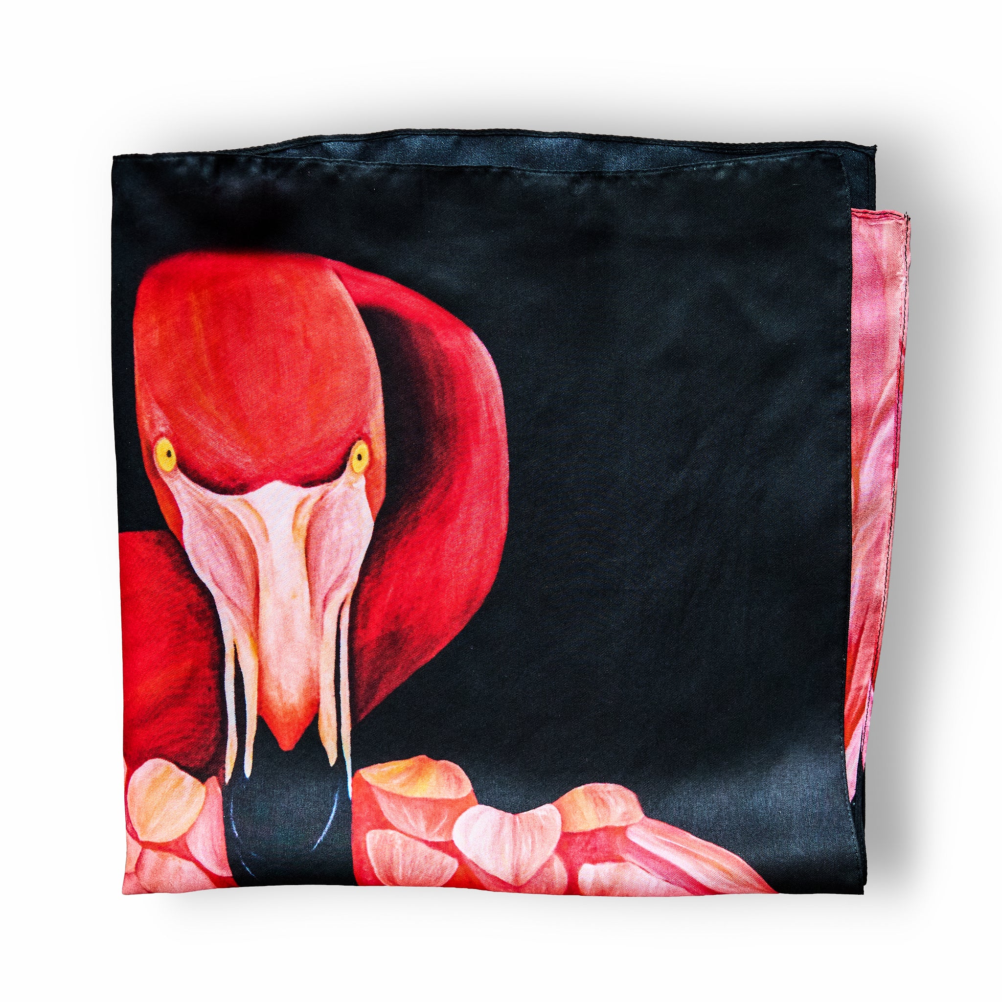 Flamingo – Silk Twill Scarf | Wildlife Conservation Art by Josie Ryan