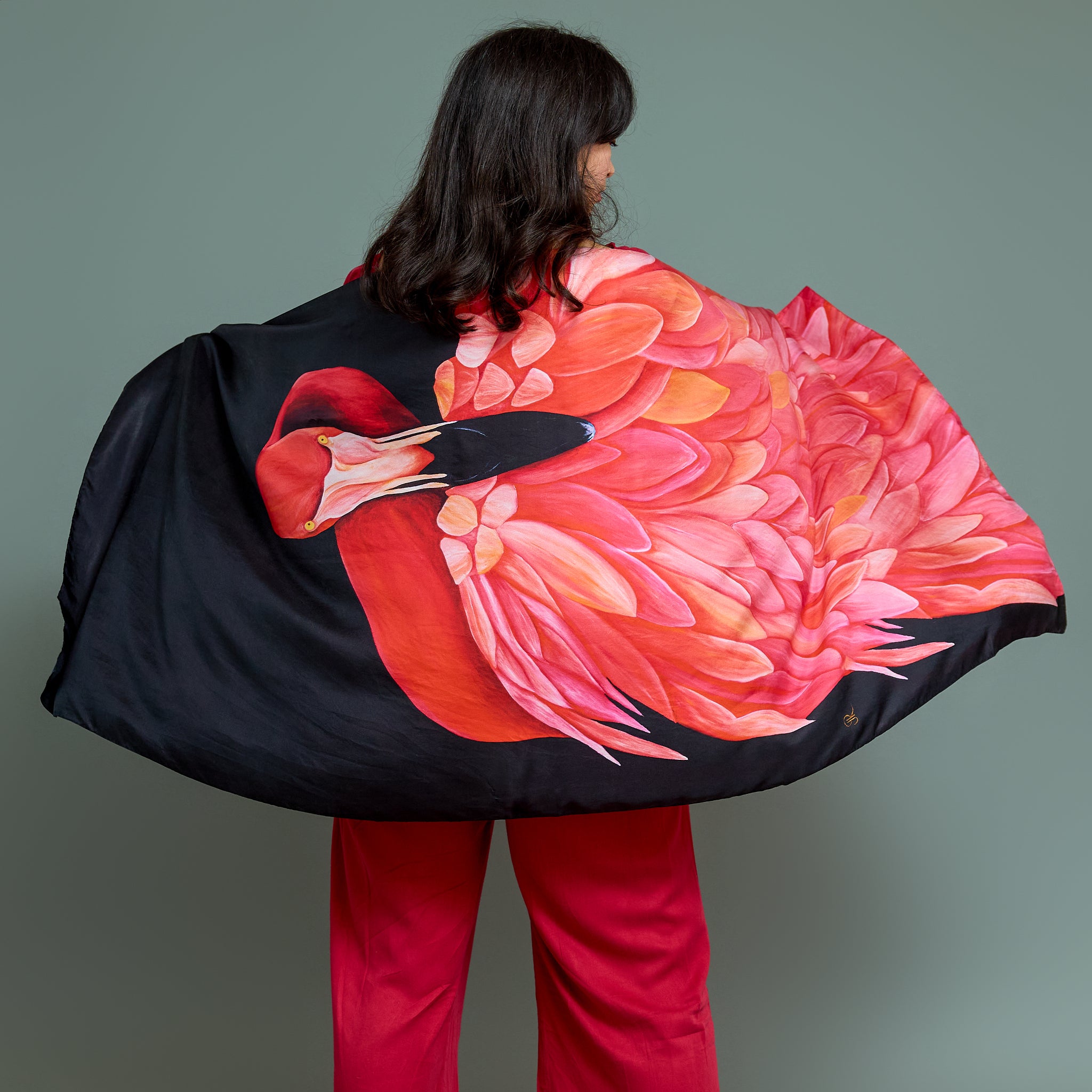 Flamingo – Silk Twill Scarf | Wildlife Conservation Art by Josie Ryan