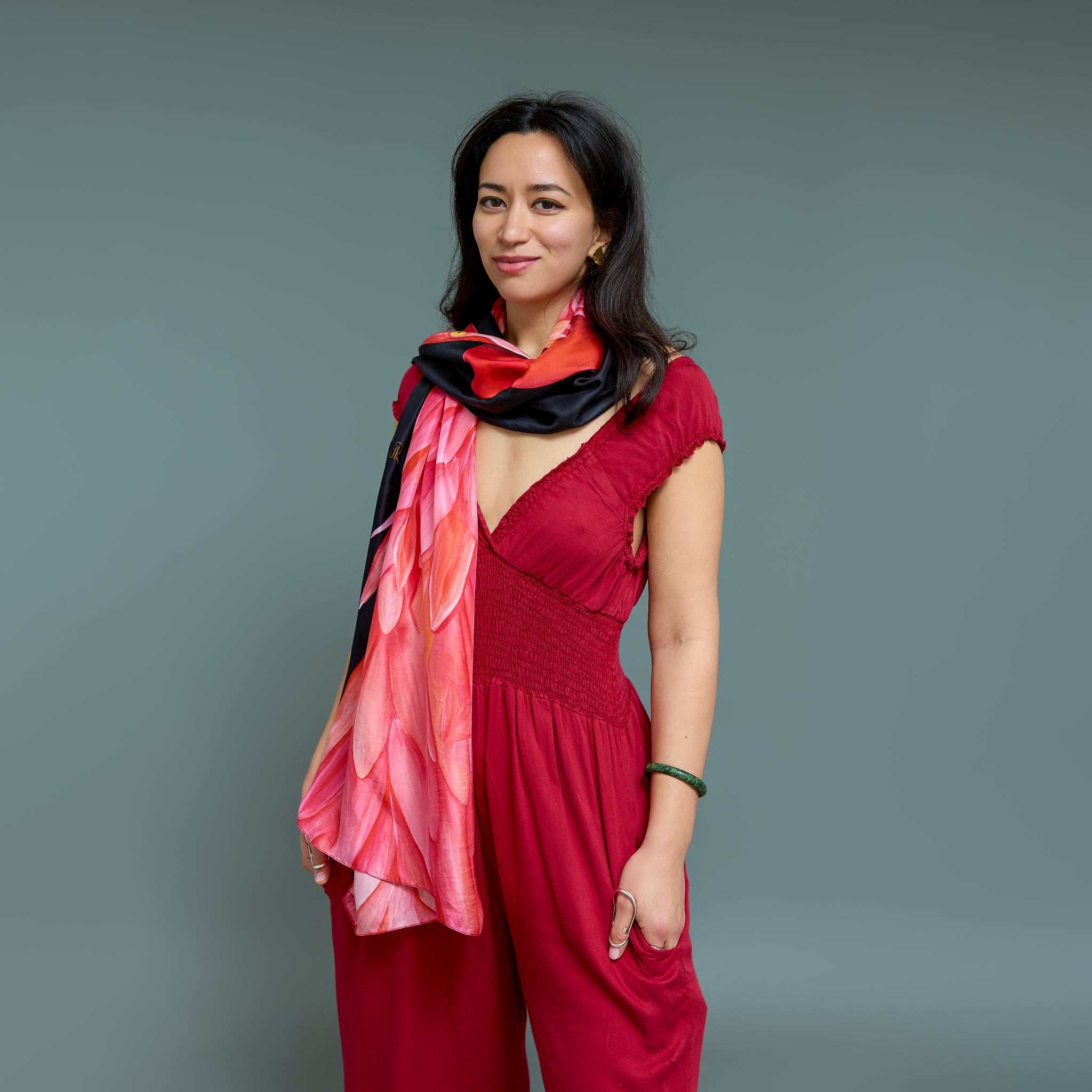 Flamingo – Silk Twill Scarf | Wildlife Conservation Art by Josie Ryan