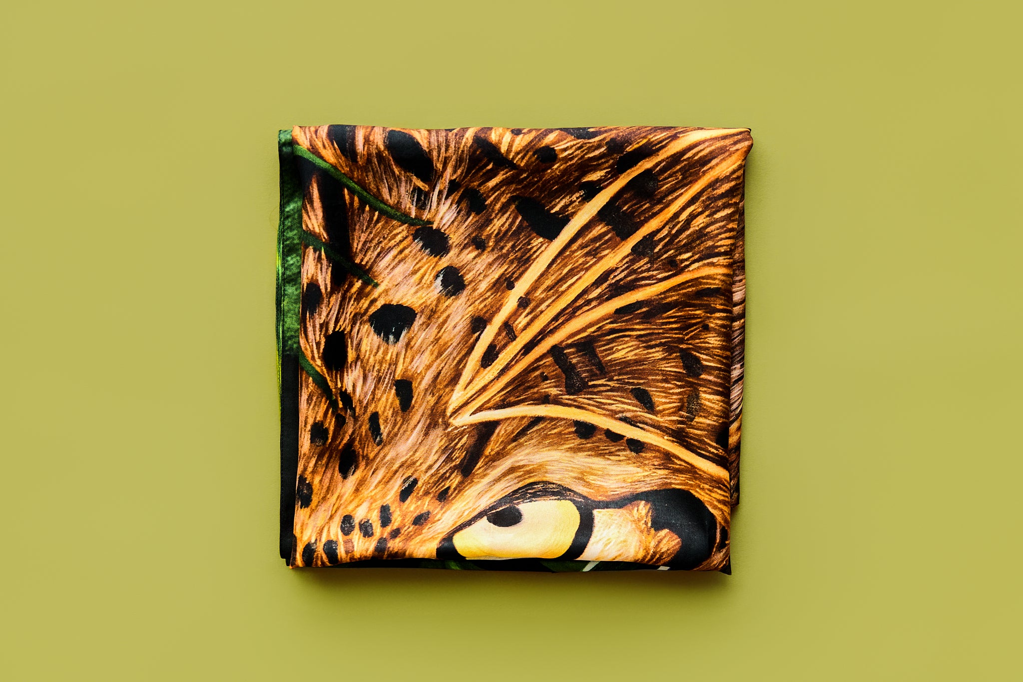 Leopard - Hidden in the Green - Silk Twill Scarf | Wildlife Conservation Art by Josie Ryan