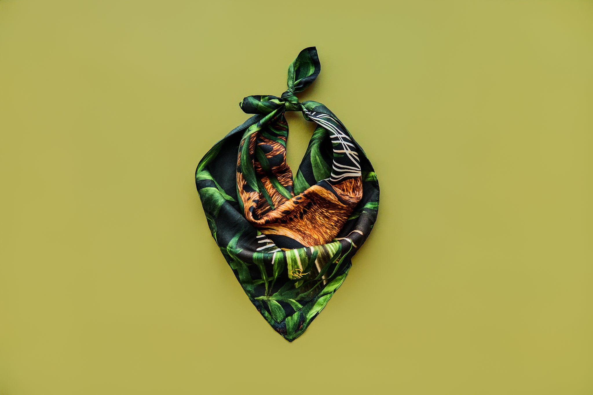 Leopard - Hidden in the Green - Silk Twill Scarf | Wildlife Conservation Art by Josie Ryan