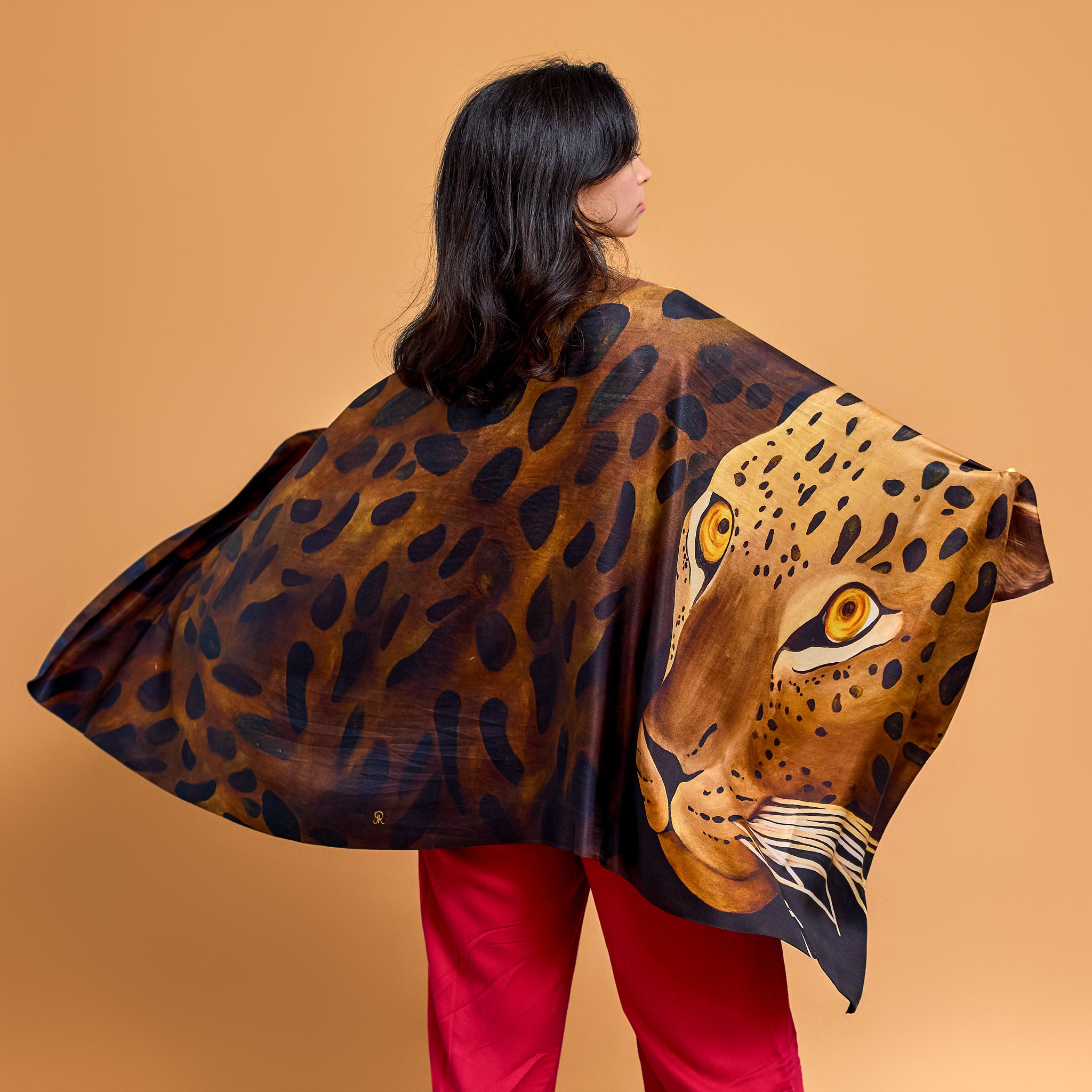 Leopard - Ghost of the Taiga - Silk Twill Scarf | Wildlife Conservation Art by Josie Ryan