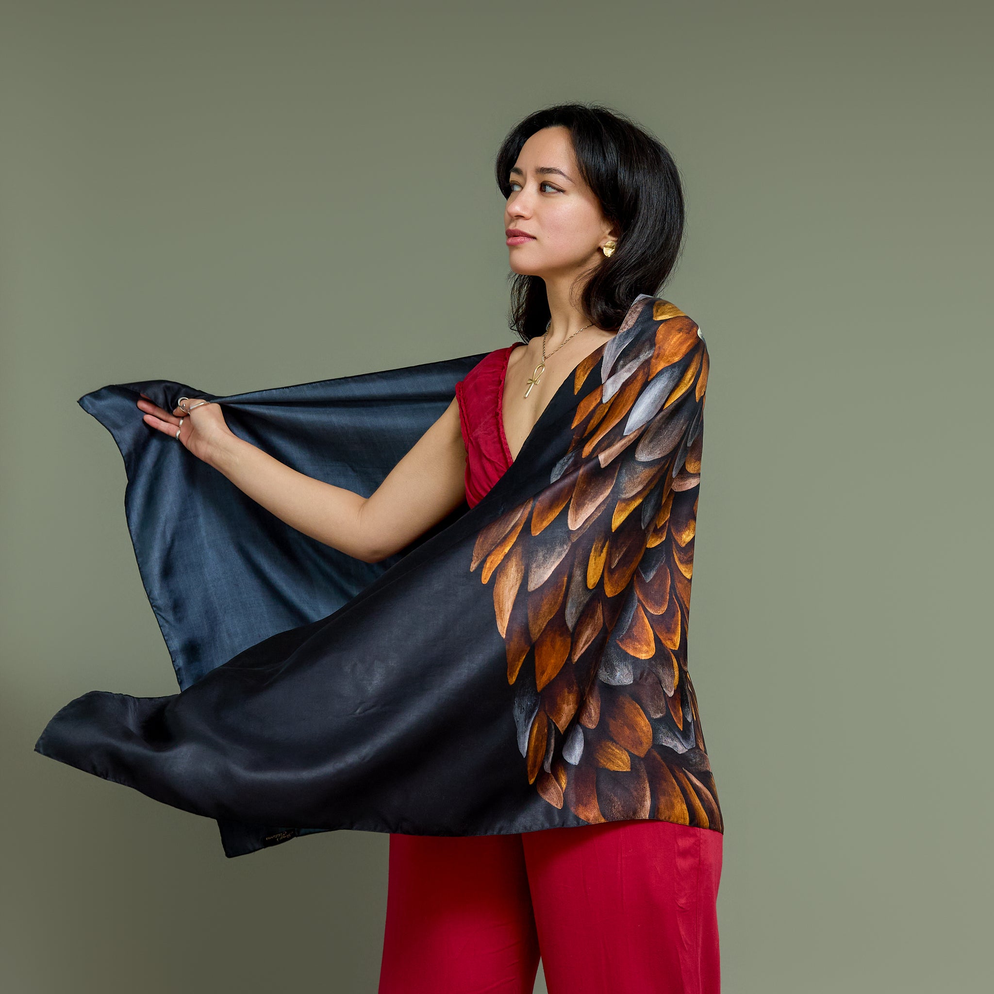 Pangolin - Ancient Wanderer - Silk Twill Scarf | Wildlife Conservation Art by Josie Ryan