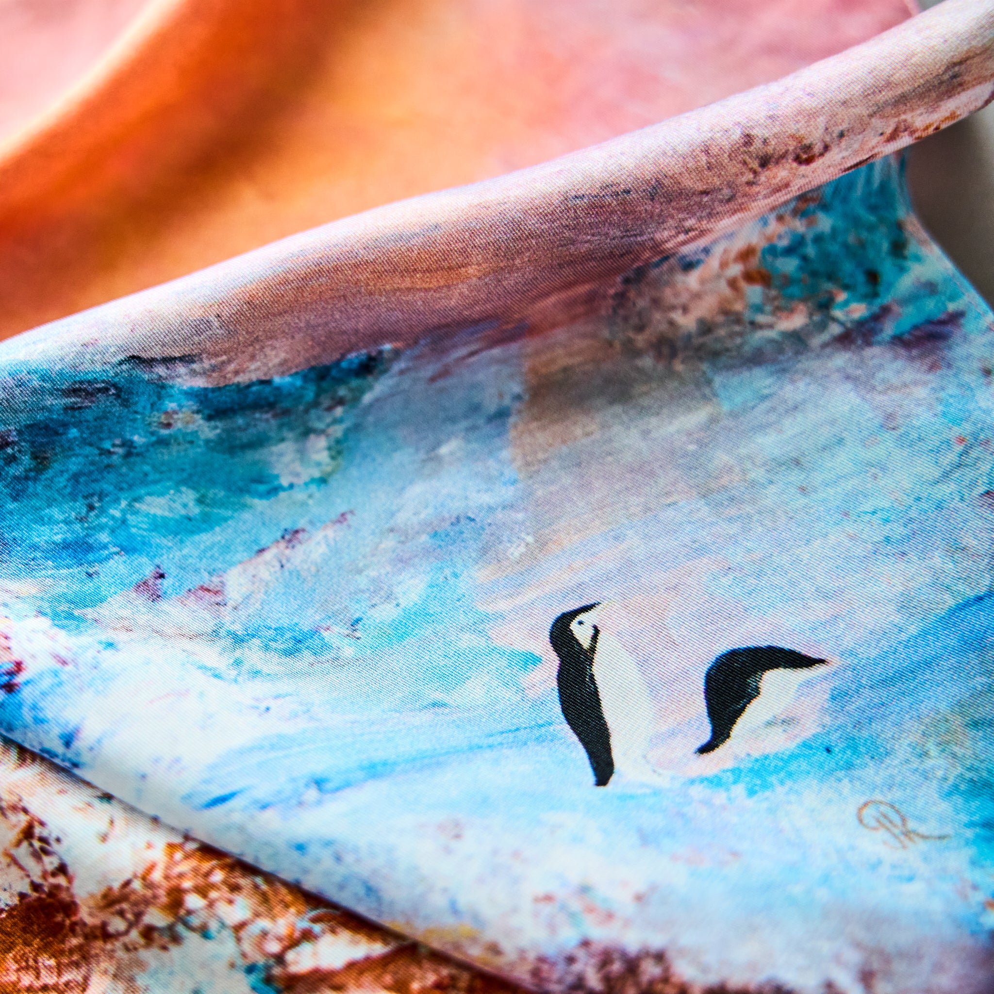 Polar - Between North & South - Silk Twill Scarf | Wildlife Conservation Art by Josie Ryan