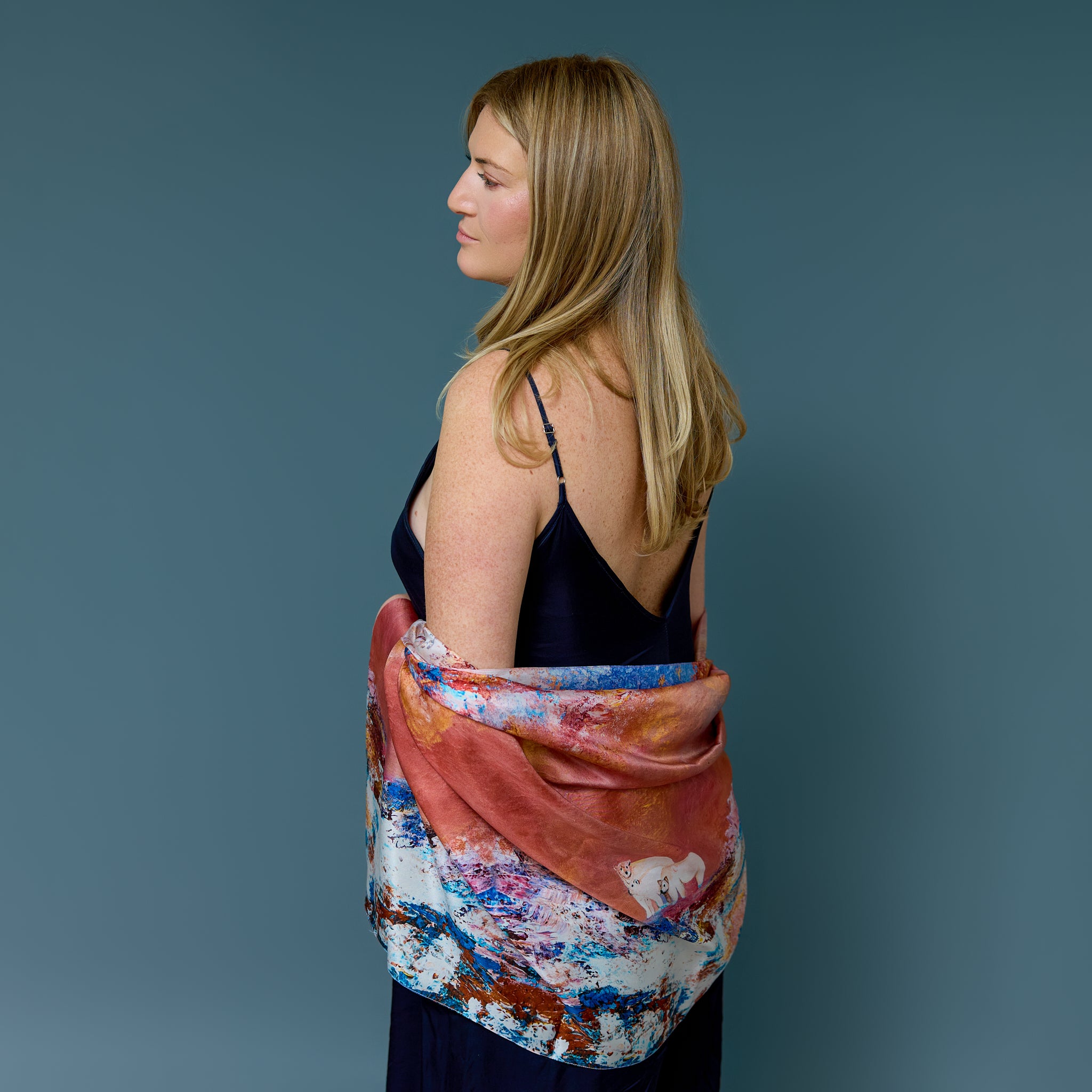 Polar - Between North & South - Silk Twill Scarf | Wildlife Conservation Art by Josie Ryan