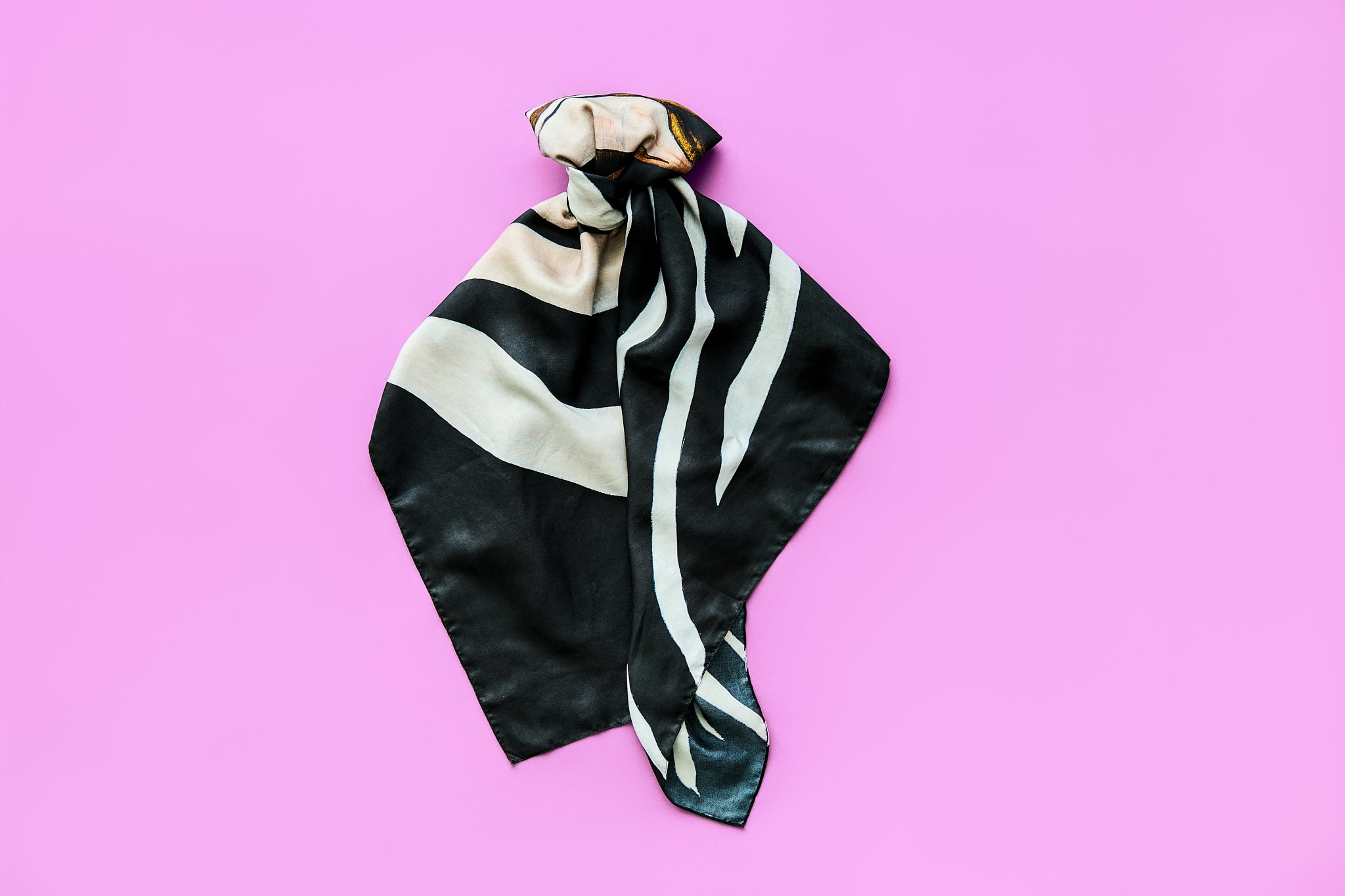 Zebra - Zebra's Gaze – Silk Twill Scarf | Wildlife Conservation Art by Josie Ryan