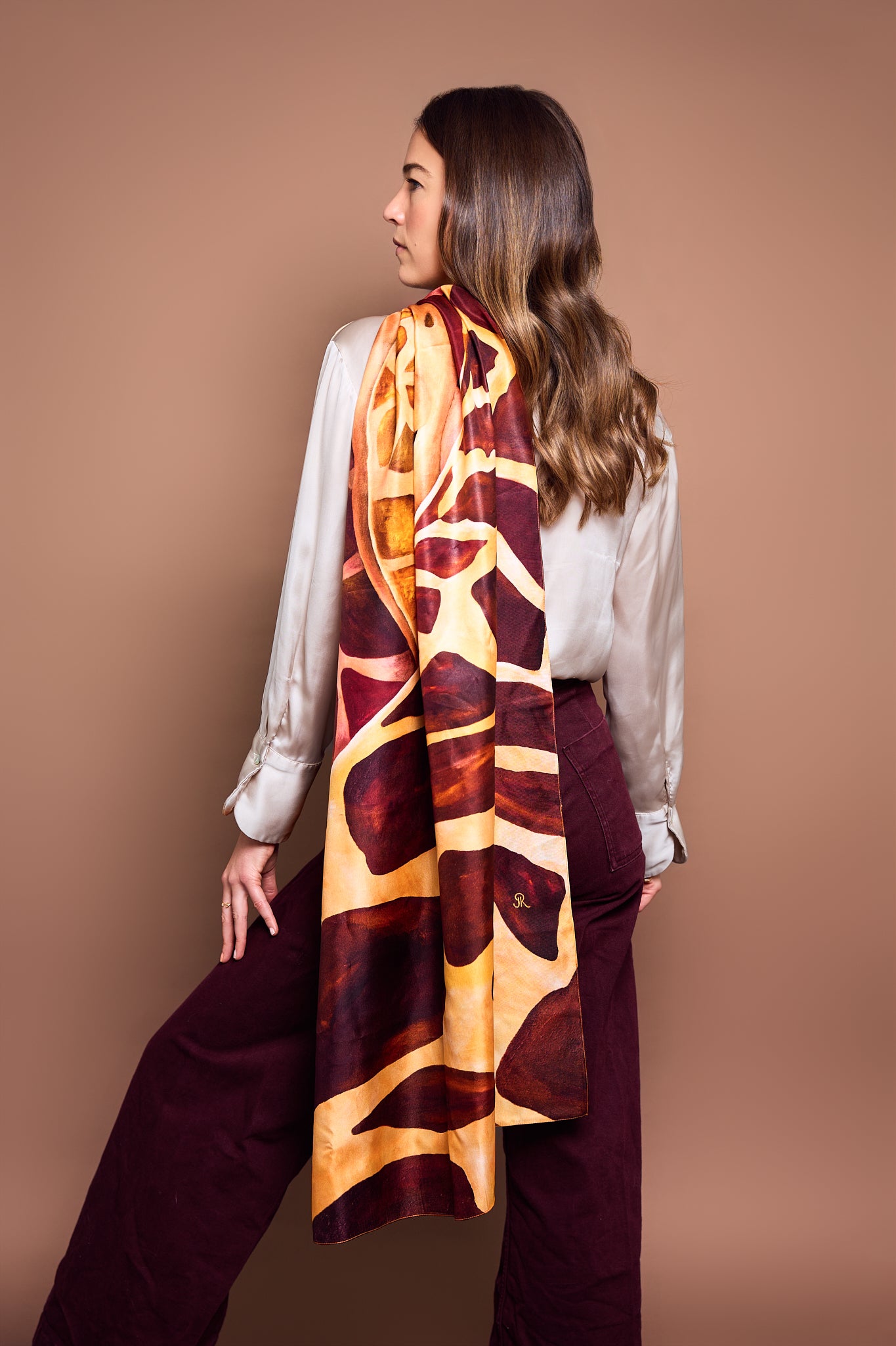 Golden Savannah – Silk Oblong | Wildlife Conservation Art by Josie Ryan