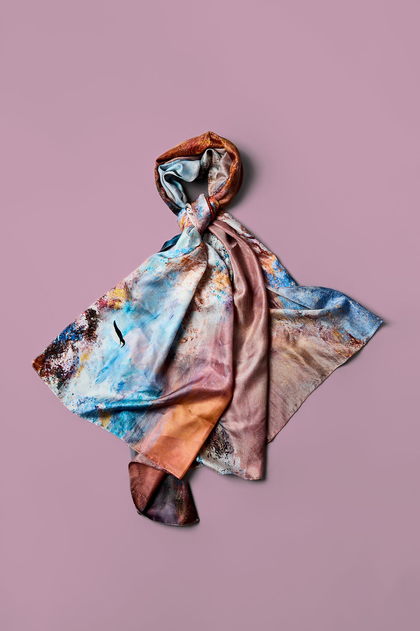 Between North & South - Silk Twill Scarf | Wildlife Conservation Art by Josie Ryan