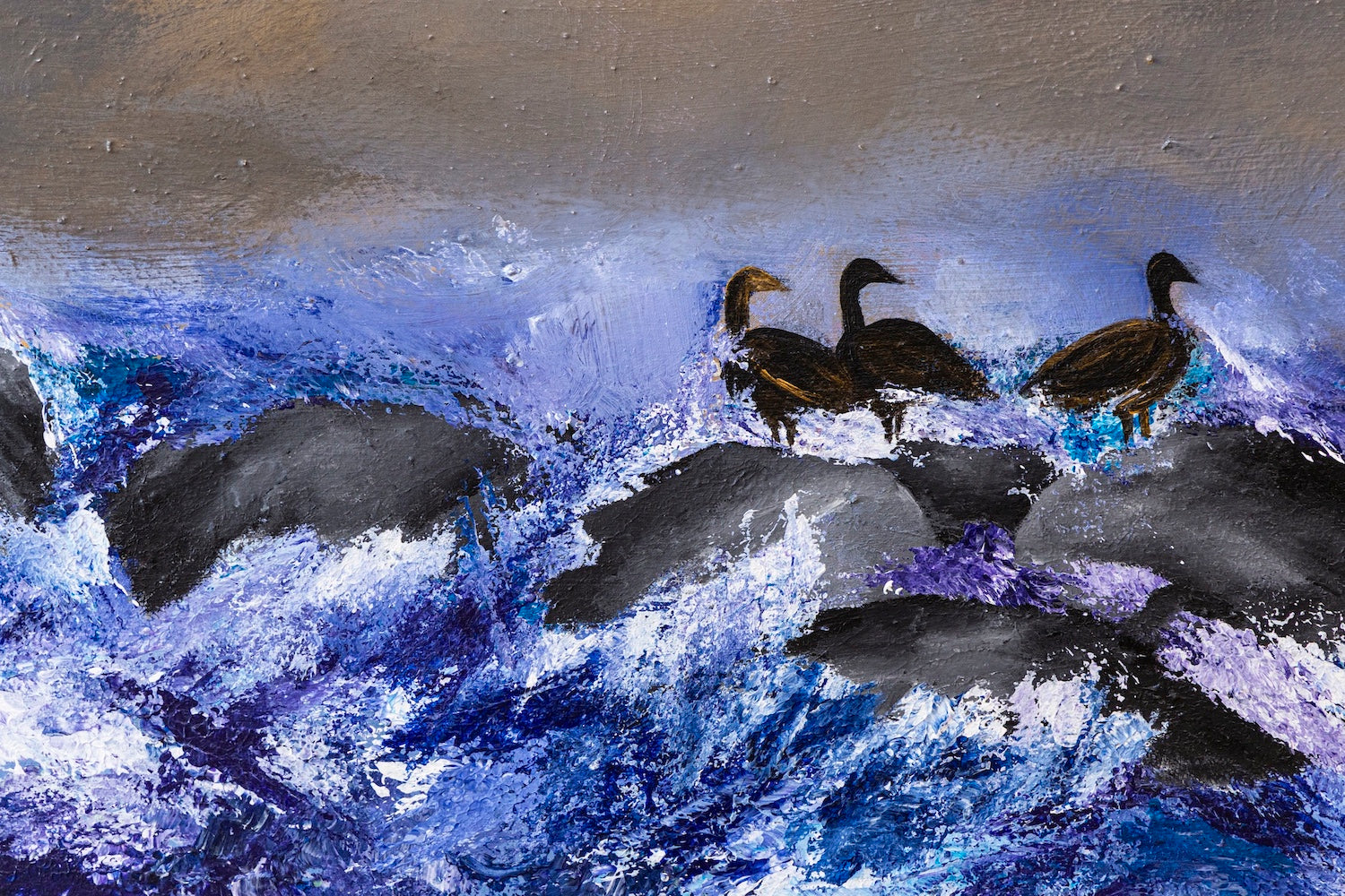 Les Oies Ancrées dans la Tempête | Wildlife Conservation Art by Josie Ryan
