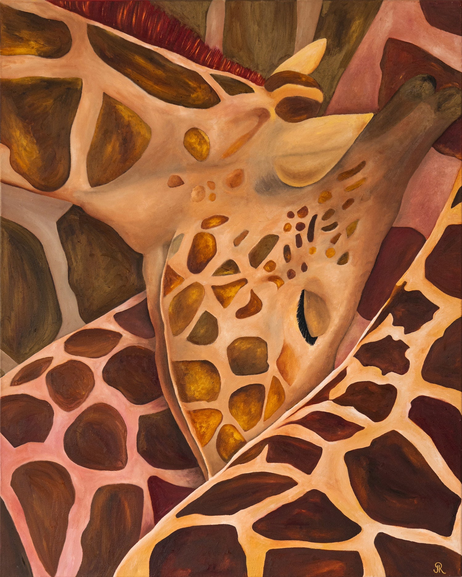 Close-up of giraffe painting by Josie Ryan | African Wildlife Art and Conservation-Inspired Painting