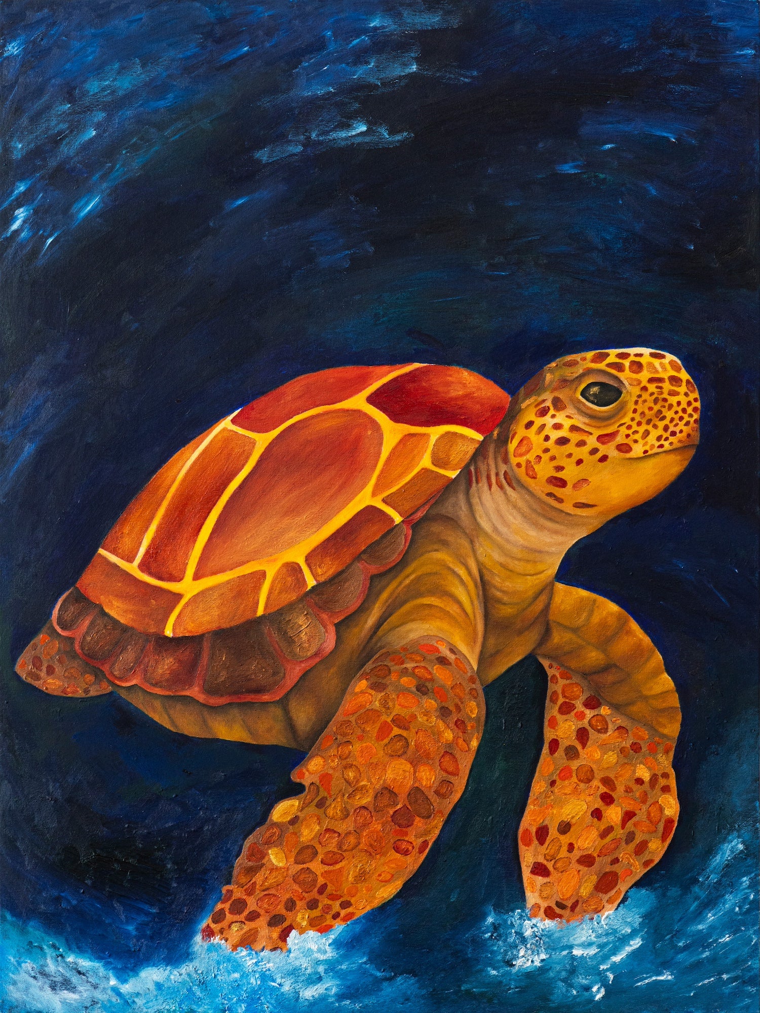 Hawksbill Sea Turtle Painting | Endangered Species Art by Josie