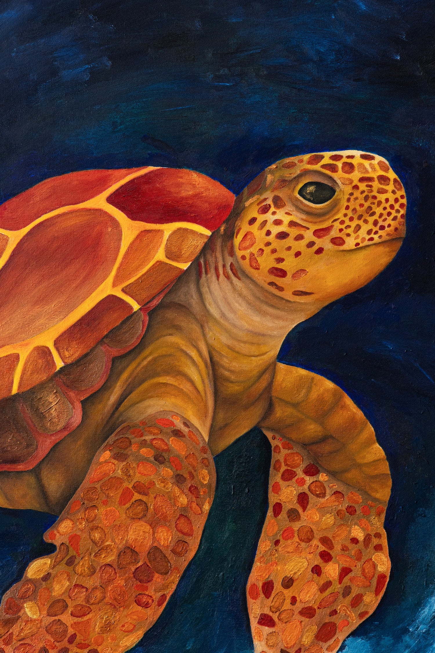 Hawksbill Sea Turtle Painting | Endangered Species Art by Josie