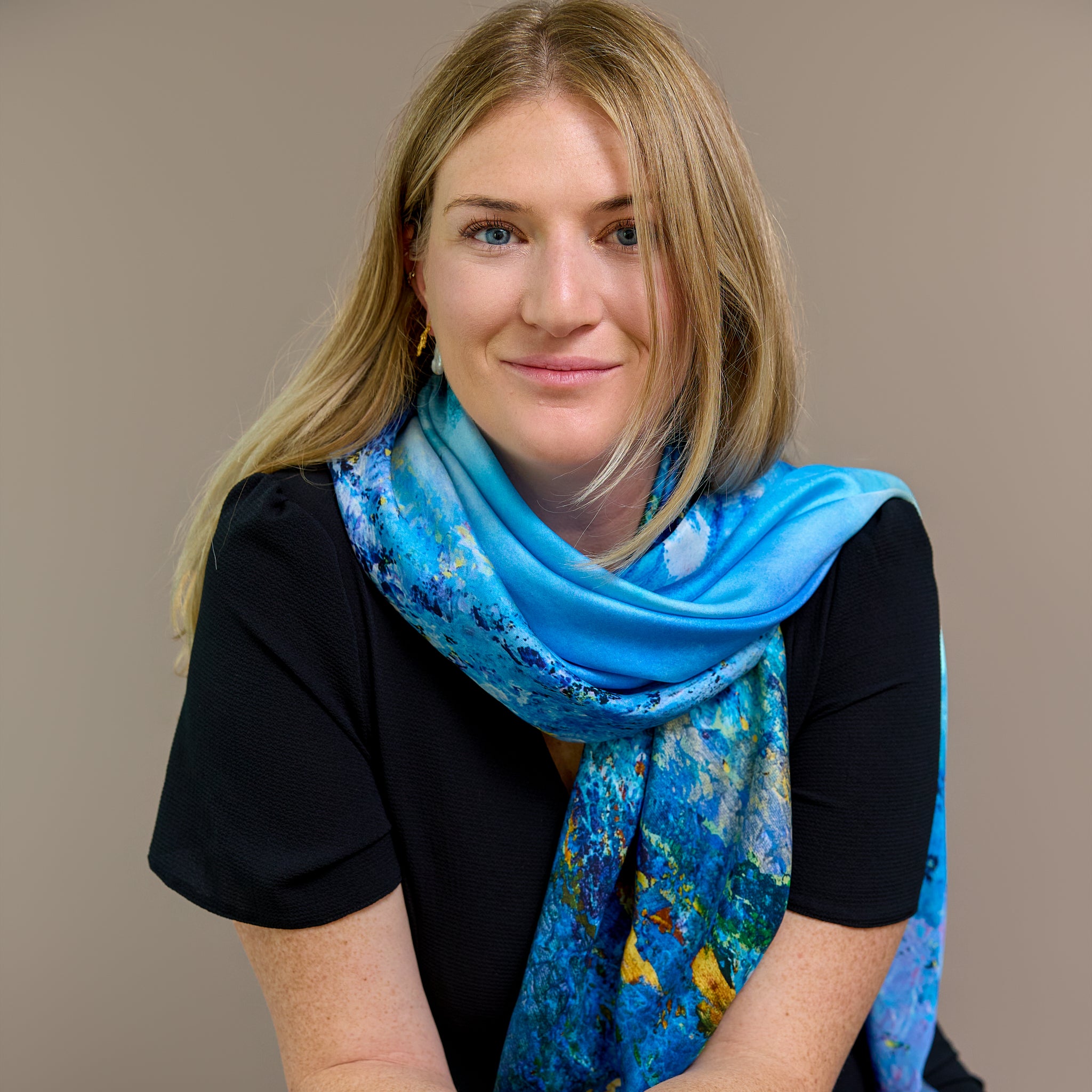 Dolphins – Silk Twill Scarf | Wildlife Conservation Art by Josie Ryan