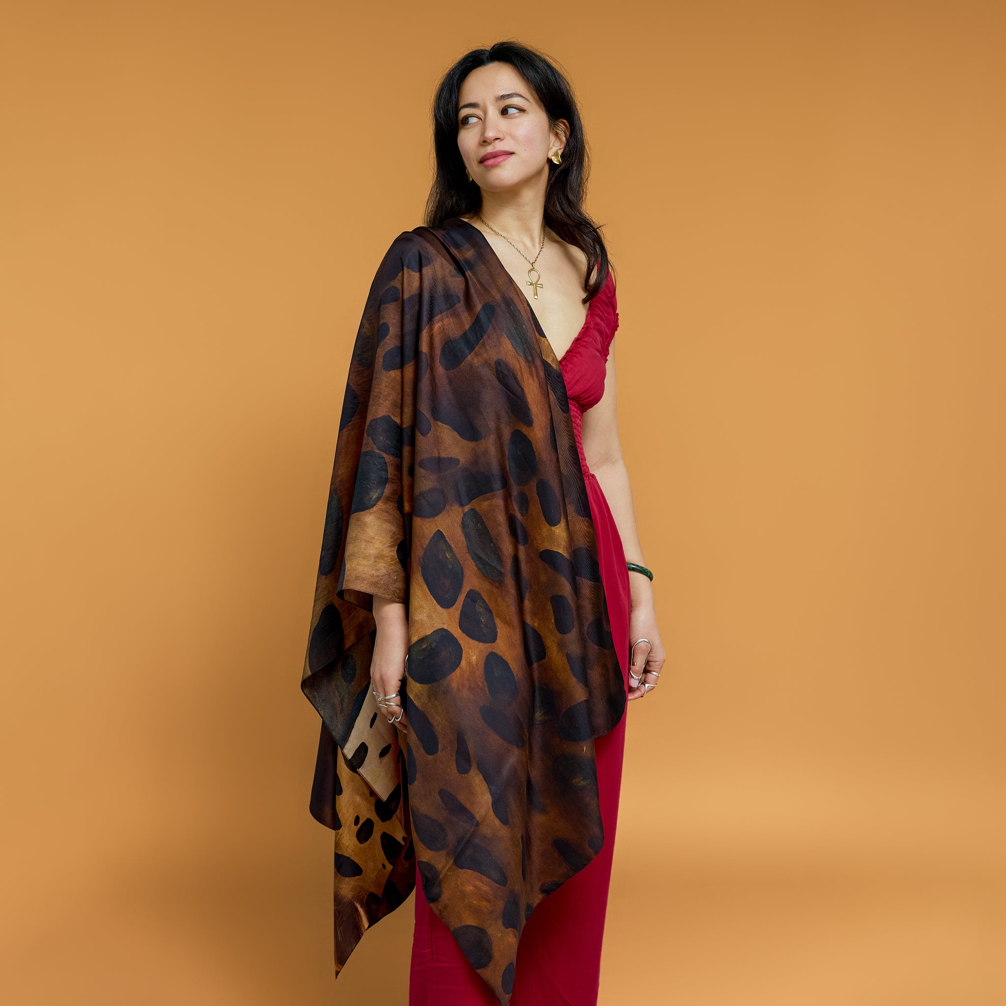 Leopard - Ghost of the Taiga - Silk Twill Scarf | Wildlife Conservation Art by Josie Ryan