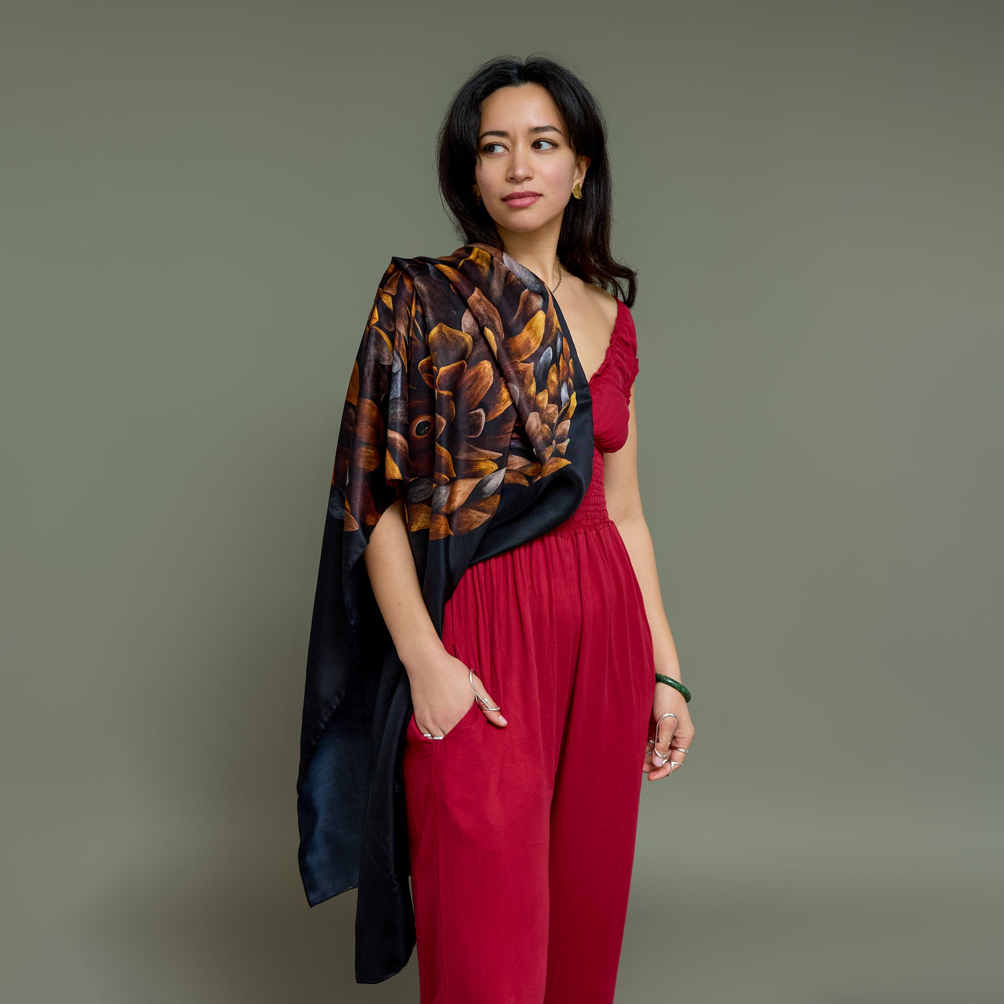 Pangolin - Ancient Wanderer - Silk Twill Scarf | Wildlife Conservation Art by Josie Ryan