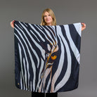 Zebra - Zebra's Gaze – Silk Twill Scarf | Wildlife Conservation Art by Josie Ryan