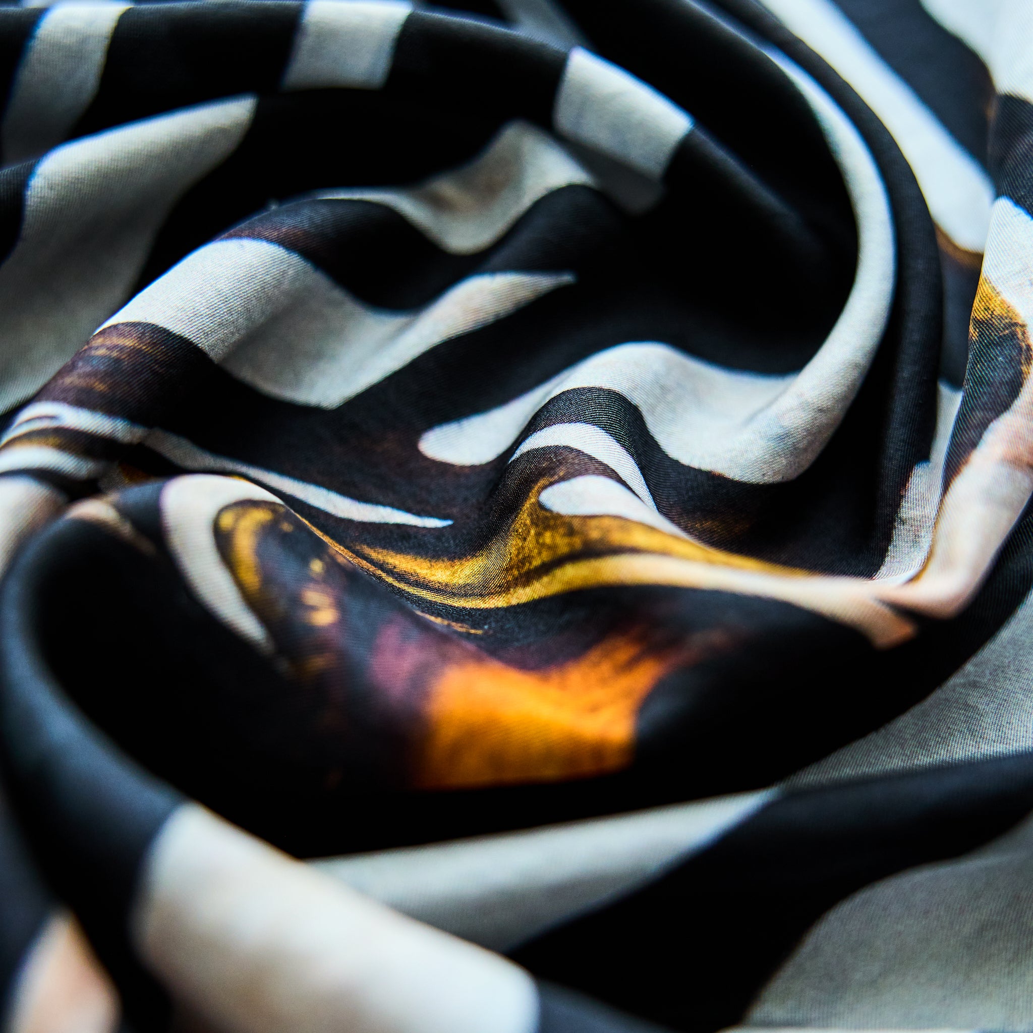 Zebra - Zebra's Gaze – Silk Twill Scarf | Wildlife Conservation Art by Josie Ryan