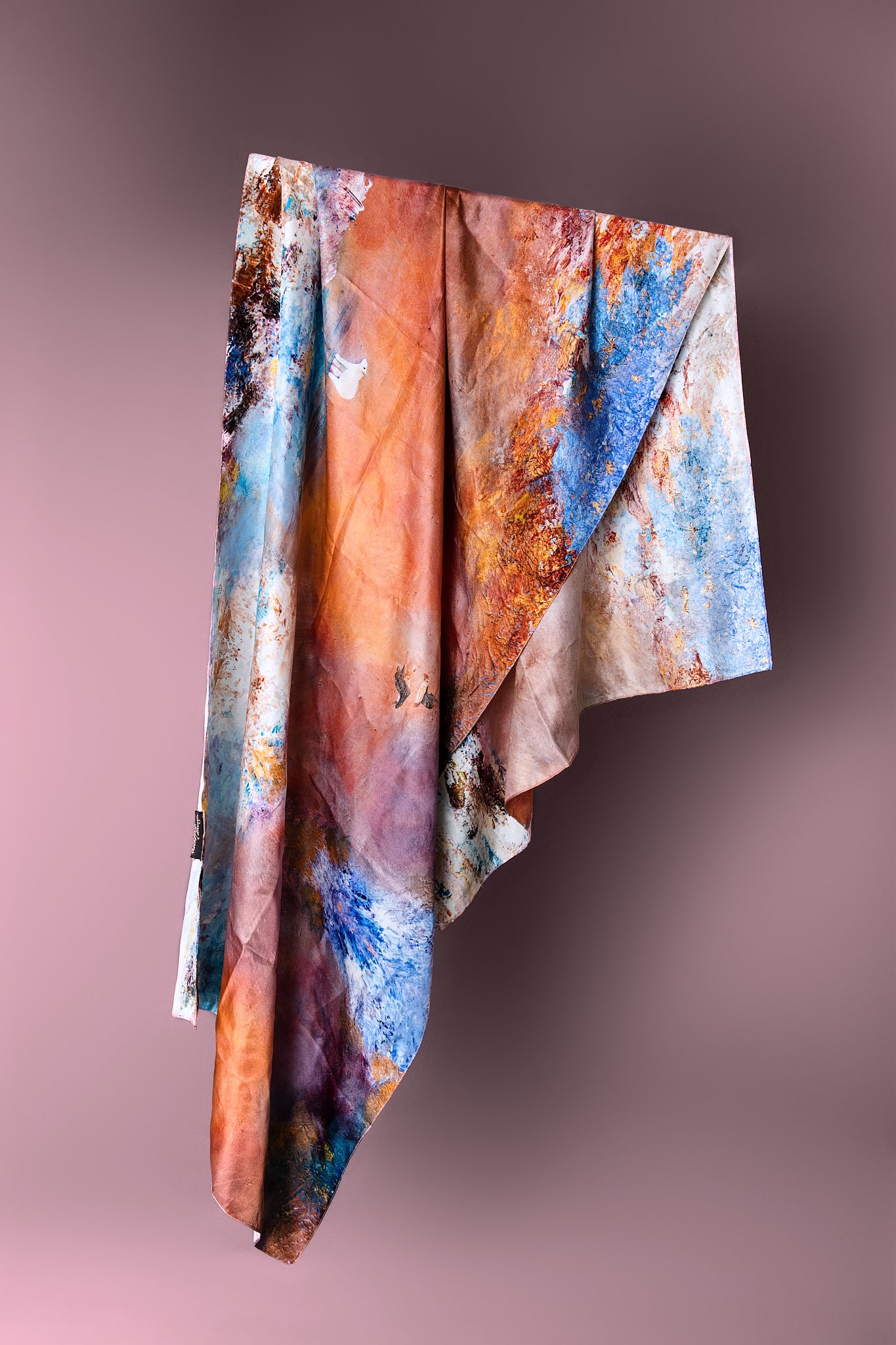 Between North & South - Silk Twill Scarf | Wildlife Conservation Art by Josie Ryan draped view