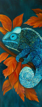 Chameleon Coiled in Turquoise | Wildlife Conservation Art by Josie Ryan