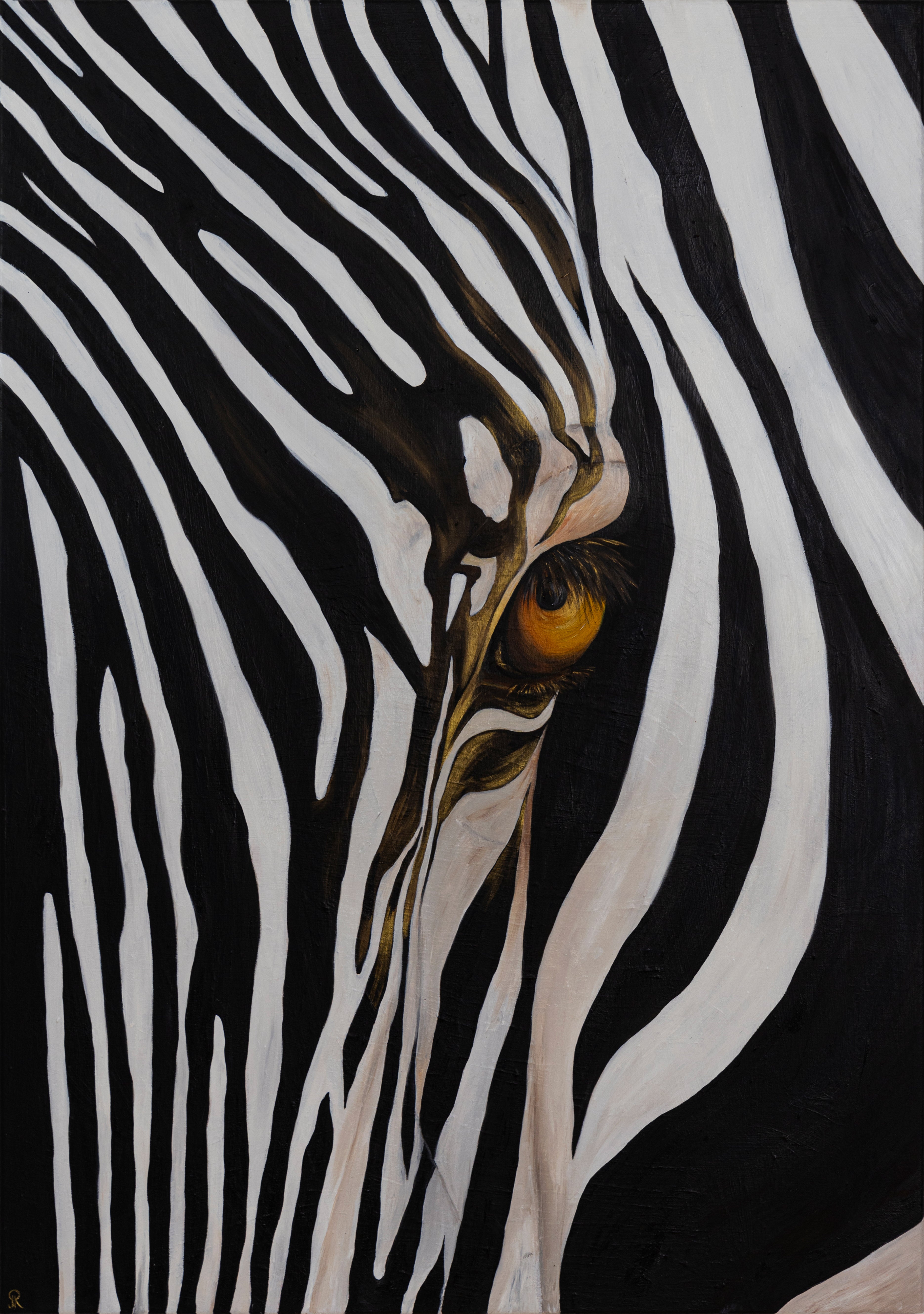 Close-up of zebra painting by Josie Ryan | African Wildlife Art and Conservation-Inspired Artwork